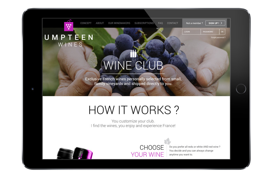 Site internet - page accueil - Umpteen Wines