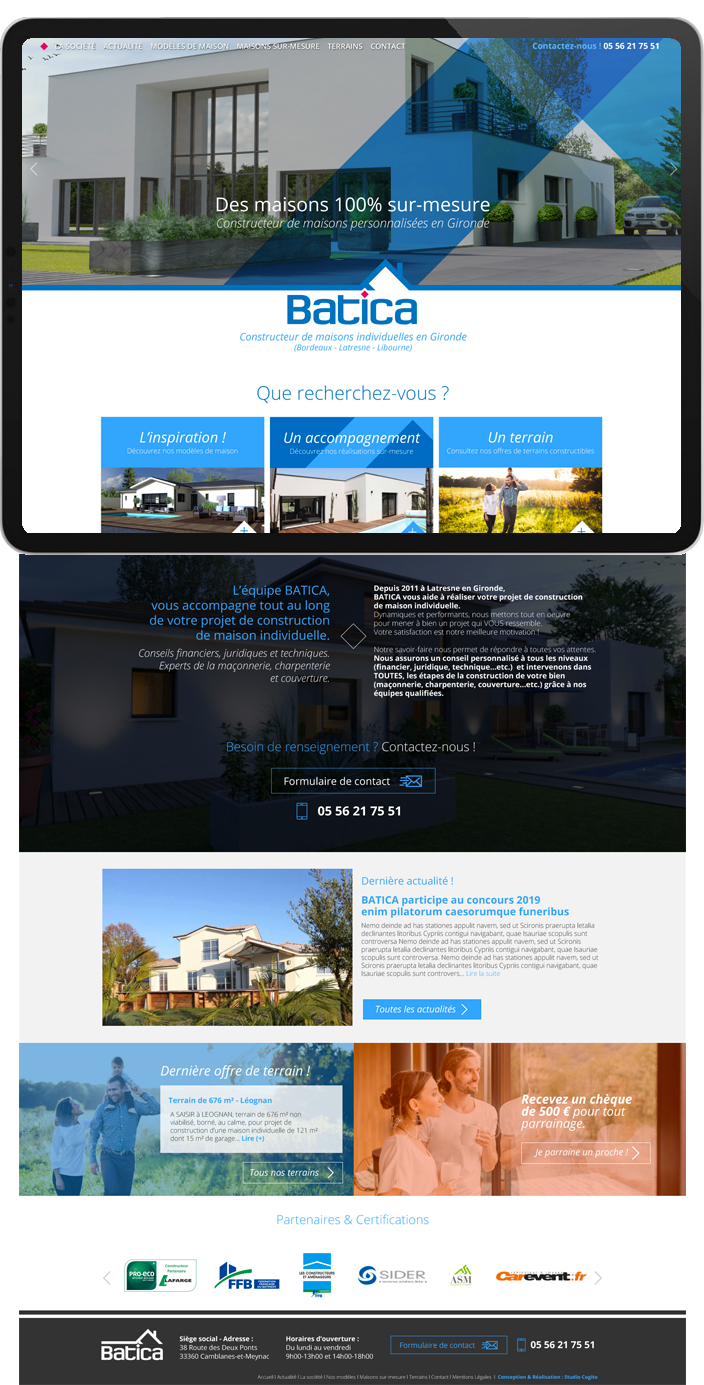 Site internet de Batica - Constructeur de maisons personnalisables