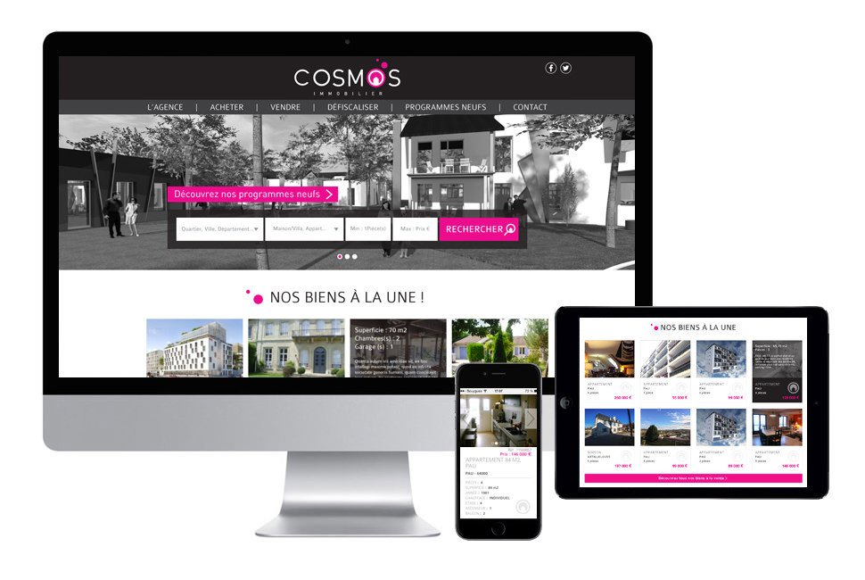 Site internet - page accueil - Cosmos immobilier
