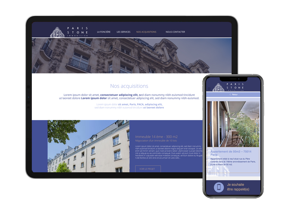 Site mobile - Paris Stone Immobilier