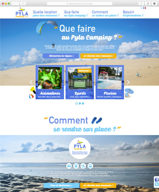 Site internet - Page accueil - Pyla Camping